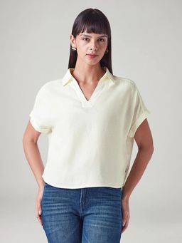 Levi's - Cream Solid Relaxed Fit Linen Top