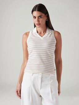 Levi's - Off White Striped Off-White Collar Top