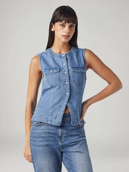 Levi's - Blue Solid Regular Fit Denim Top