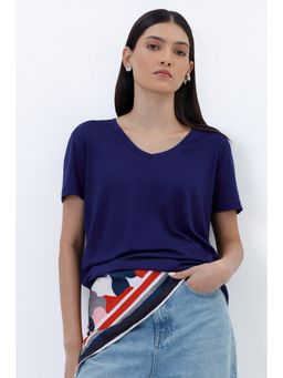 COLOR CAPITAL - Navy Blue Relaxed Fit T-Shirt
