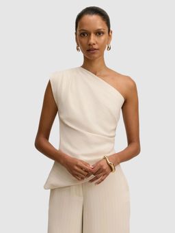 Forever New - Off White Willow Petite Asymmetrical Tuck Top