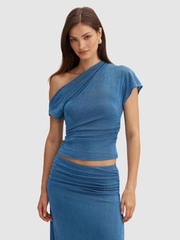 Forever New - Blue Maia Asym One Shoulder Top