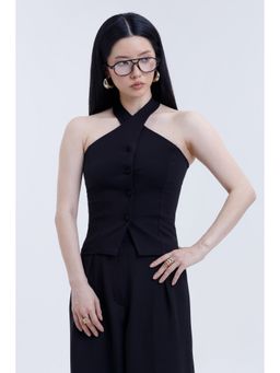 COLOR CAPITAL - Black Halter Neck Top