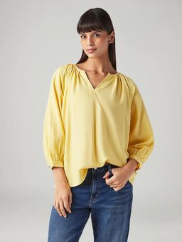 Levi's - Yellow Solid Regular Fit Linen Top