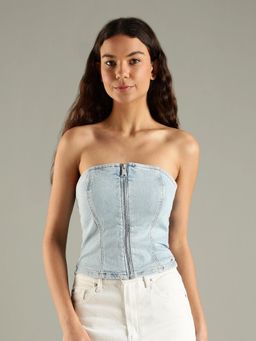 Tommy Hilfiger - Blue Slim Fit Cotton Straight Top