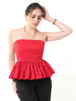 Gazillion - Red Gemma Cotton Strapless Top