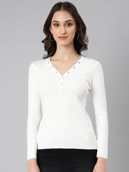 SHOWOFFFF - White Solid White Regular Top