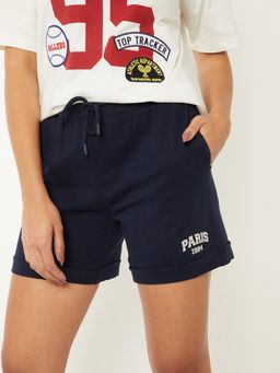 max - Navy Blue Women Printed Shorts