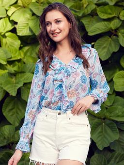 STREET 9 - Blue Ruffle Top