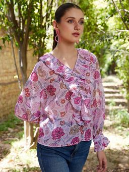STREET 9 - Lavender Ruffle Top