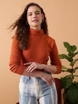 STREET 9 - Rust Rib Turtle Neck Top