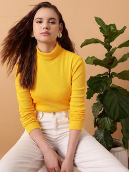 STREET 9 - Yellow Rib Turtle Neck Top
