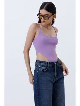 COLOR CAPITAL - Lavender Ribbed High Cut Bodysuit