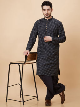 Globus - Men Black Printed Festive Kurta