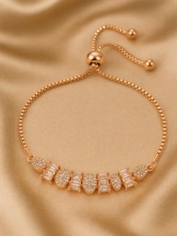 Estele - Elegant CZ Oval Bracelet | Rose Gold Finish | Party Glam Look