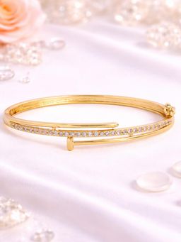Estele - Gold Plated White CZ Slim Wave Kada Bracelet for Women | Everyday to Occasion