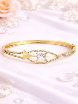 Estele - Gold Plated White CZ Twisted Leaf Bracelet | Premium Shine | Gift for Her