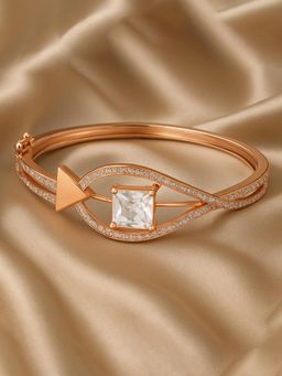 Estele - Sparkling Rose Gold Plated White CZ Leaf Teardrop Bracelet | Premium Finish