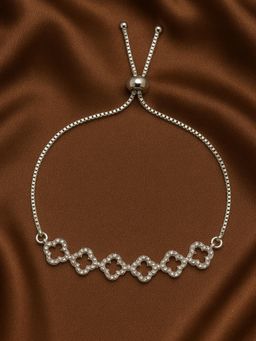 Estele - Sleek Rhodium Plated Clover Chain Bracelet | White CZ for Everyday Glam