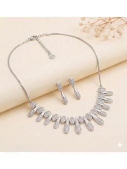 Estele - Dazzling Rhodium Plated Capsule Drop CZ Necklace Set for Cocktail & Party Wear