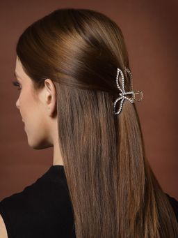 PANASH - Women Gold-Plated Ad Stone Studded Embellished Claw Hair Clip