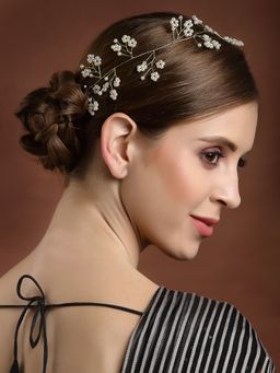 PANASH - Women Gold Plated White Pearl Tiara