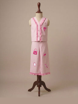 Tilsim by Sagarika Mehrotra - Pink Rose Charm Top And Pant