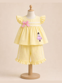Tilsim by Sagarika Mehrotra - Yellow Golden Charm Top And Shorts
