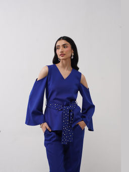 AMOSHI - Cold Shoulder Top with Belt