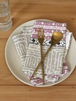 House This - Nikrinta Cotton Set Of 4 Napkin-Purple