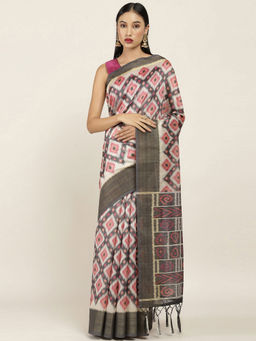 Soch - Printed Art Silk Saree with Unstitched Blouse