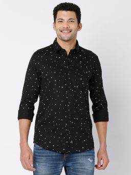 Spykar - Black Cotton Full Sleeve Printed Shirt for Men