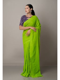 Unnati Silks - Green Pure Handloom Bengal Linen Saree