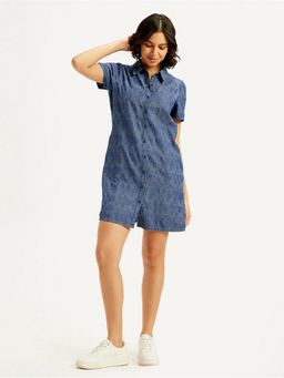 Levi's - Women Printed Shirt Collar Blue Dress