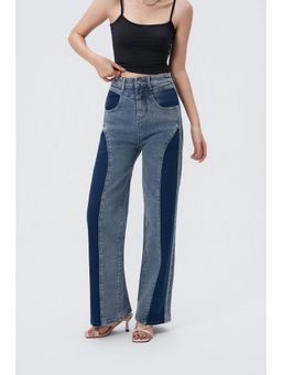Off Duty India - Contrast Flow Straight Leg High Waist Jeans