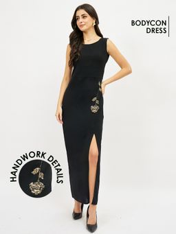 AAREIN - Embroidered Maxi Black Dress