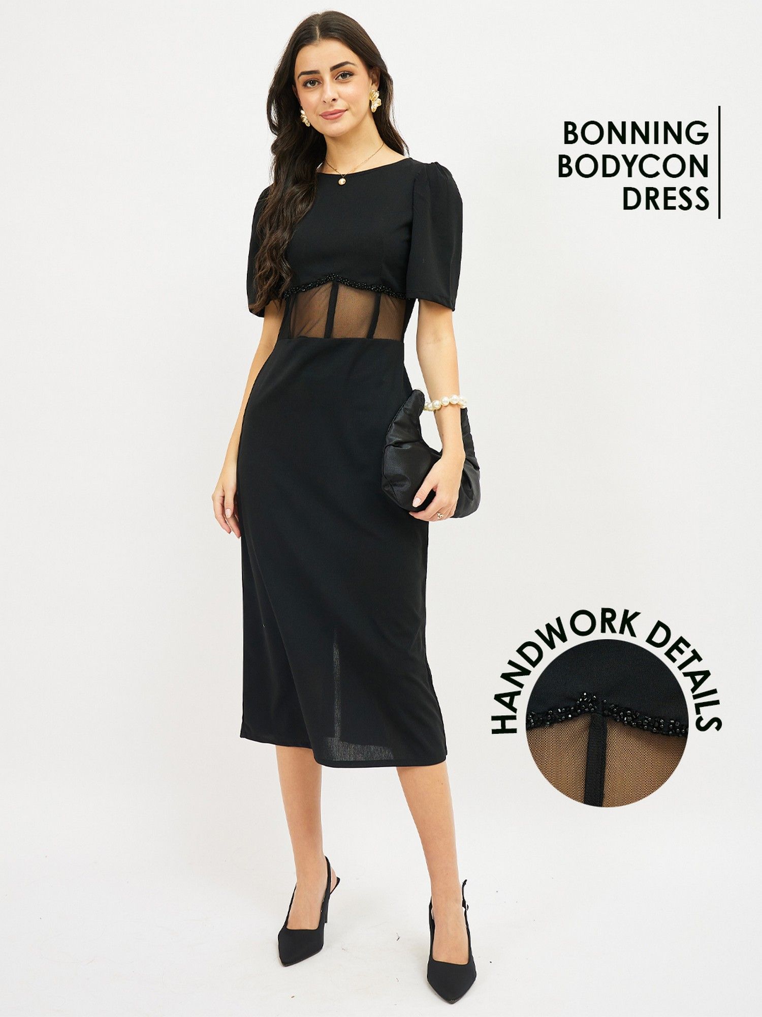 aarein Embroidered Corset Black Dress-picture-22