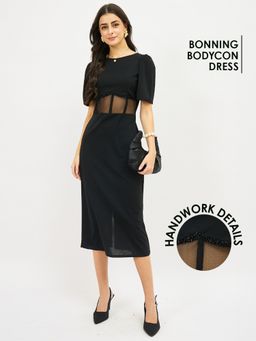 AAREIN - Embroidered Corset Black Dress