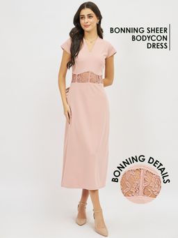 AAREIN - Lace Corset A-Line Pink Dress