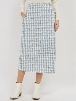 AAREIN - Tweed Midi Blue Skirt