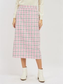 AAREIN - Tweed Midi Pink Skirt