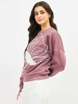 AAREIN - Floral Embroidered Mauve Sweatshirt