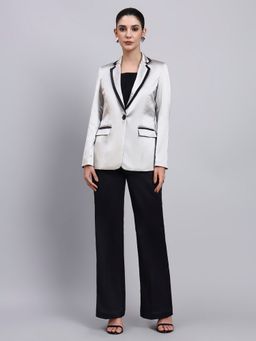 Powersutra - Tailored Silver Notched Lapel Plain Blazer with Pant