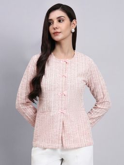 Powersutra - Chic Warm Tweed Stretchable Pink Top