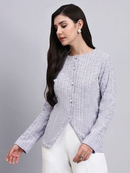 Powersutra - Elegant Warm Tweed Stretchable Purple Top