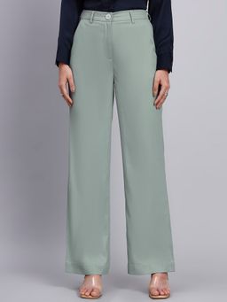 Powersutra - Refined Stretchable Button Closure Green Pant
