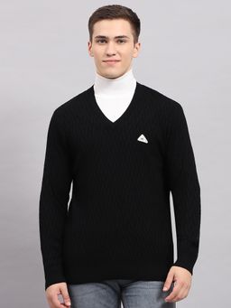 Monte Carlo - Men's Black V Neck Full Sleeves Pullover Sweater