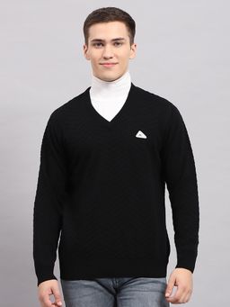 Monte Carlo - Men's Black V Neck Full Sleeves Pullover Sweater