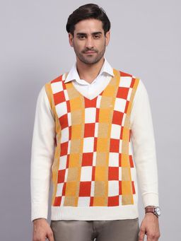 Monte Carlo - Men's Off White V Neck Full Sleeves Pullover Sweater