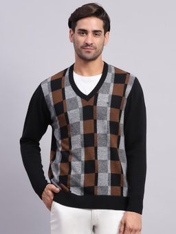 Monte Carlo - Men's Black V Neck Full Sleeves Pullover Sweater